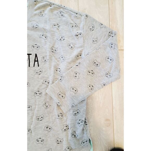 Jenni Intimates XXL Sleep Shirt Top Night Gown‎ Gray Cat Theme "Get Meowta Here" - Picture 6 of 6